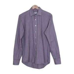 Etro Shirt Men 38 Multicolor Slim Fit LS Collar Cotton Italy Preppy Office Party